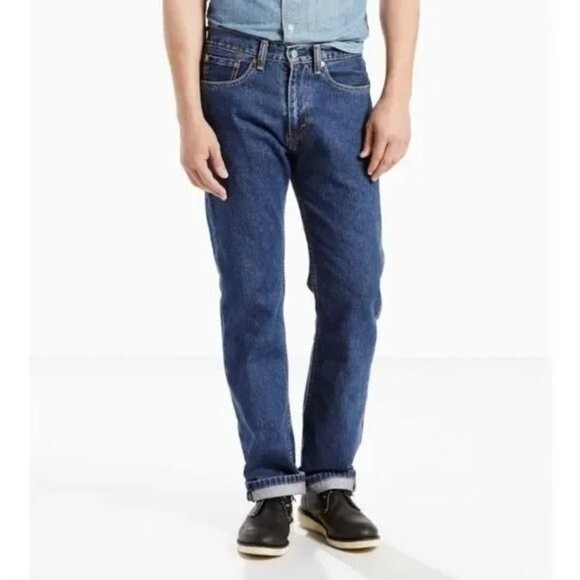 Levi's Men's Dark Blue 505 Jean 40 X 32 Inch Inseam Zip Fly - Picture 2 of 5